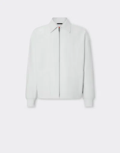 Ferrari Bomber Jacket In Liquid Leather In Optical White