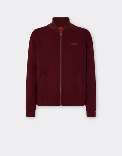 Ferrari Bomber Jacket In Scuba Fabric In Burgundy