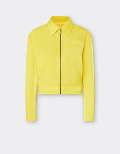 Ferrari Bomber Jacket In Shiny Viscose In Yellow