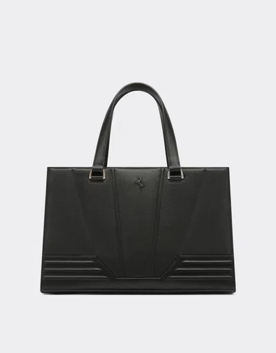 Ferrari Boston Bag In Textured Leather In Black