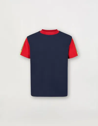 Ferrari Boys' T-shirt In Recycled Technical Piqué With  Tape In Navy
