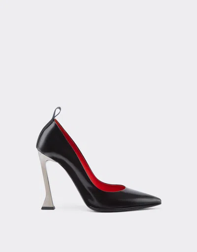 Ferrari Brushed Leather Court Shoes With Prancing Horse Detail In Black