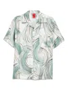 Ferrari Short-sleeved Silk Shirt With Camp Collar In Neutrals