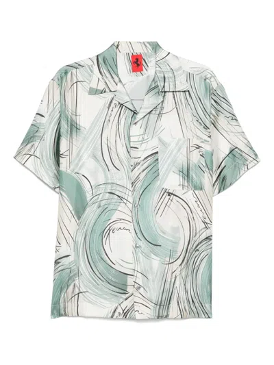 FERRARI BRUSHED-PRINT SILK SHIRT