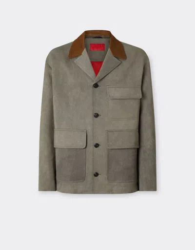 Ferrari Cady Jacket With Contrast Collar In Green