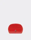 Ferrari Card Holder In Glossy Brushed Leather In Rosso Dino