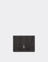Ferrari Card Holder In Metallic Leather In Black