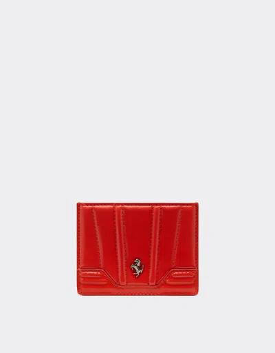 Ferrari Card Holder In Patent Leather In Rosso Dino