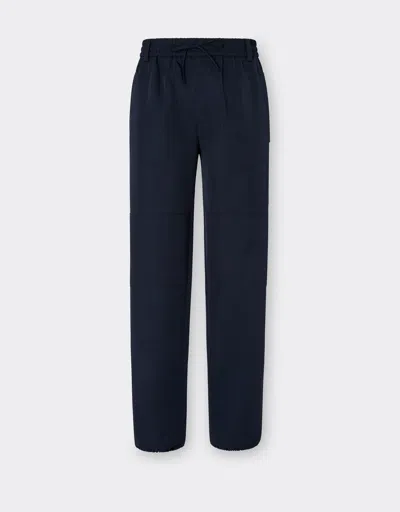 Ferrari Cargo Trousers In Recycled Cotton-blend Twill In Blue