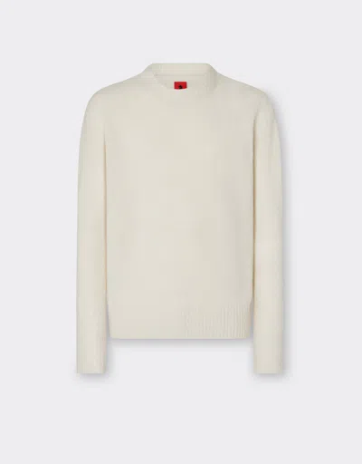 Ferrari Cashmere And Merino Wool Crew Neck Sweater In Ivory