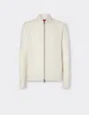 Ferrari Cashmere And Merino Wool Zipped Cardigan In Ivory