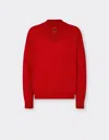 Ferrari Cashmere Sweater With V-neck In Rosso Dino