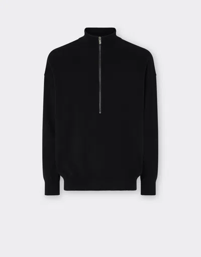 Ferrari Cashmere Sweater With Zip In Black