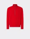 Ferrari Cashmere Sweater With Zip In Rosso Dino