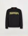 Ferrari Children's Sweatshirt In Recycled Scuba Fabric With Large  Logo In Black