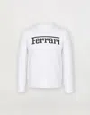 Ferrari Children's Sweatshirt In Recycled Scuba Fabric With Large  Logo In Optical White
