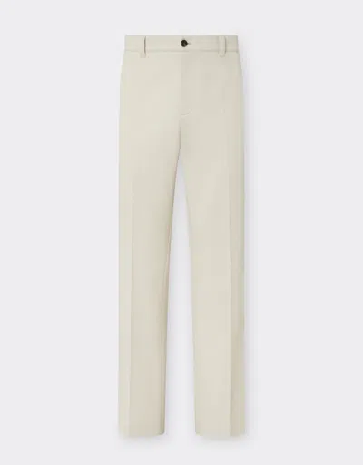 Ferrari Chinos In Cotton Gabardine In Ecru