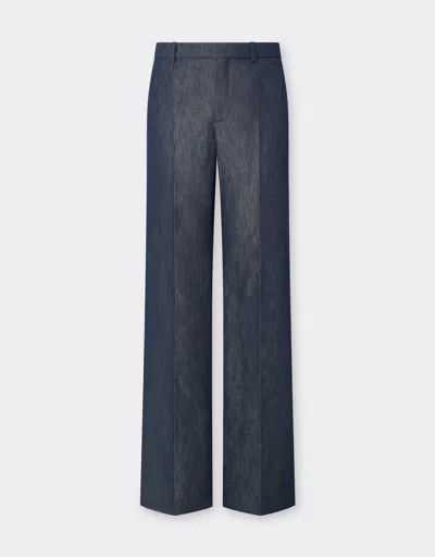 Ferrari Chinos In Denim Effect Tricotine In Blue