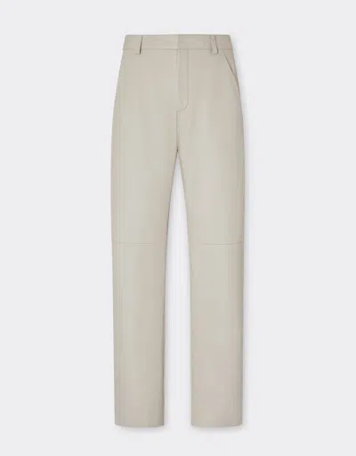 Ferrari Chinos In Nappa Leather In Ecru