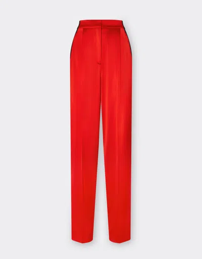 Ferrari Chinos In Stretch Satin Twill In Rosso Dino