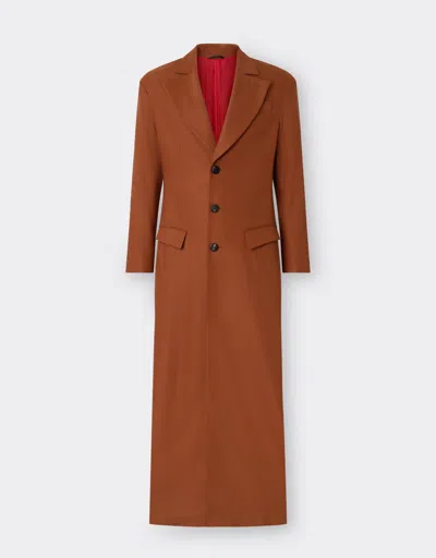 Ferrari Coat In Linen And Viscose Gabardine In Tabacco