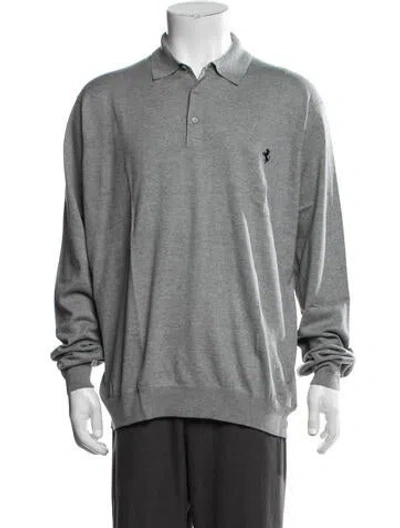 Pre-owned Ferrari Collar Long Sleeve Polo Sweater W/ Tags In Grey