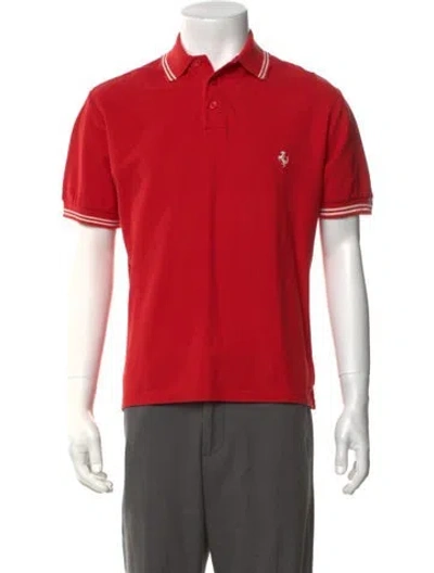 Pre-owned Ferrari Collar Short Sleeve Polo Shirt In Red