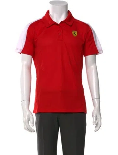 Pre-owned Ferrari Colorblock Pattern Collar Polo Shirt In Red
