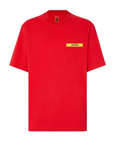 Ferrari Contrast-color Detail Pocket T-shirt In Red