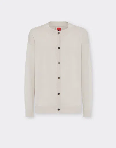 Ferrari Cotton And Silk Cardigan In Ecru