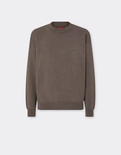 Ferrari Cotton And Silk Sweater With  Logo In Gray