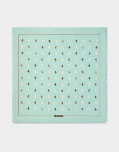 Ferrari Cotton And Silk Twill Scarf In Green