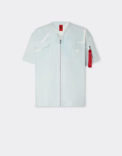Ferrari Cotton Baseball Shirt With Short Sleeves In Optical White