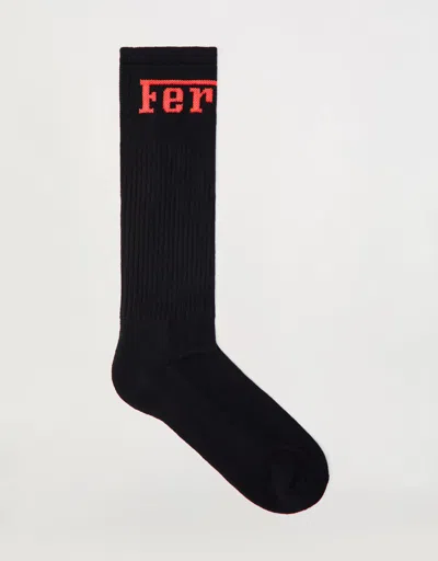 Ferrari Cotton Blend Socks With  Logo In Rosso Corsa