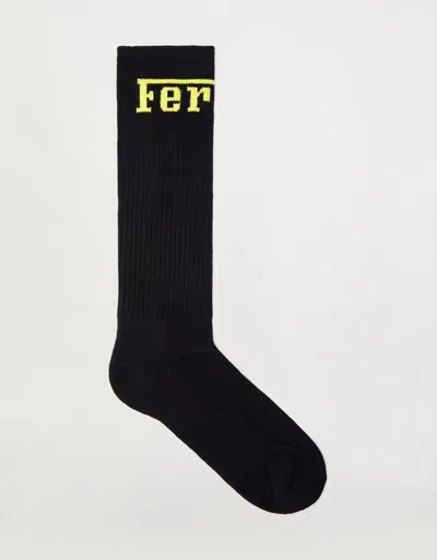 Ferrari Cotton Blend Socks With  Logo In Yellow