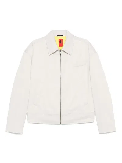 Ferrari Cotton Gabardine Bomber Jacket In Neutrals