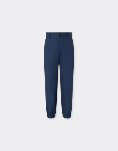 Ferrari Cotton Gabardine Trousers In Blue