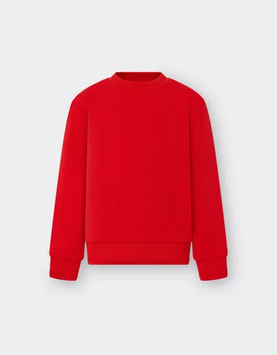 Ferrari Cotton Jumper With 3d Taping In Rosso Corsa