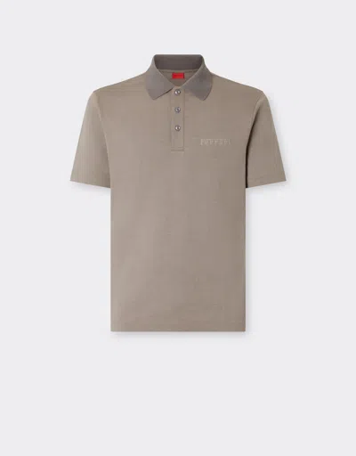 Ferrari Cotton Polo Shirt With  Logo In Brown