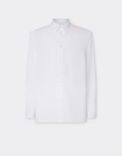 Ferrari Kids'  Cotton Shirt With 3d Grosgrain Taping In Optical White