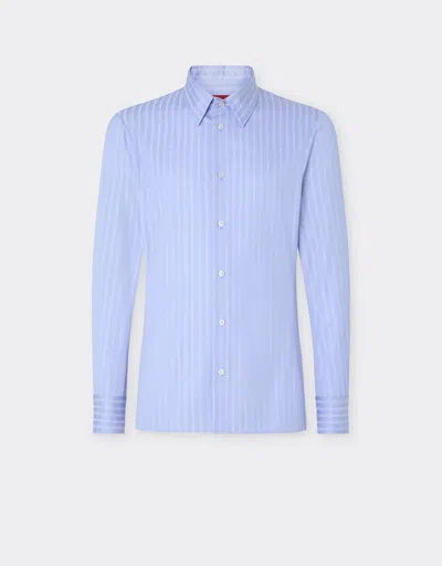Ferrari Cotton Shirt With  Monogram Motif In Blue