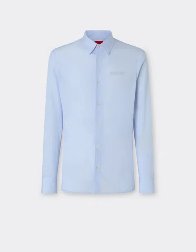 Ferrari Cotton Shirt With Micro-stripe In White