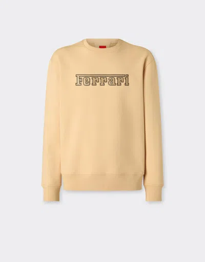 Ferrari Cotton Sweatshirt With  Patch In Neutral