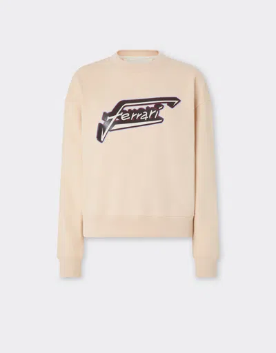 Ferrari Cotton Sweatshirt With  Patch In Neutral