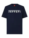 Ferrari Crew Neck Cotton T-shirt With Short Sleeves In Blue