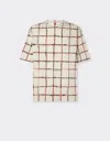 Ferrari Cotton T-shirt With Check Print In Ecru