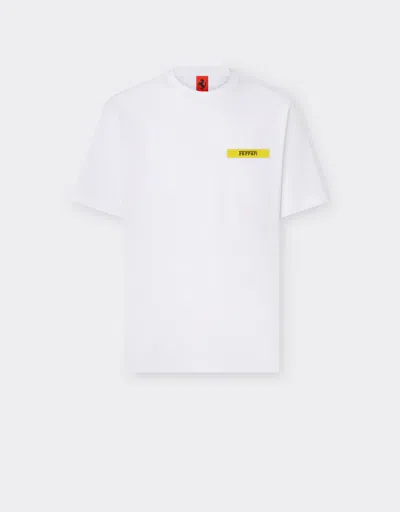 Ferrari Cotton T-shirt With Contrast Detail In Optical White