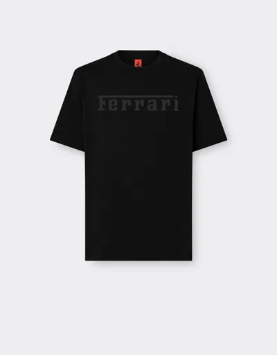 Ferrari Cotton T-shirt With  Logo In Black