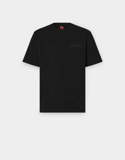 Ferrari Cotton T-shirt With  Logo In Black