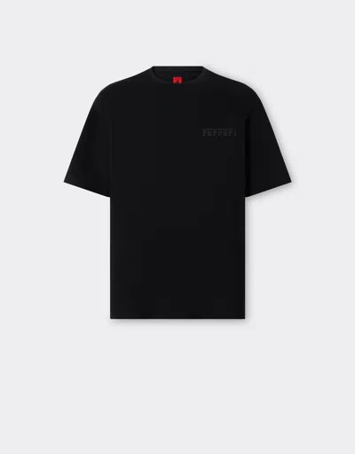 Ferrari Cotton T-shirt With  Logo In Black